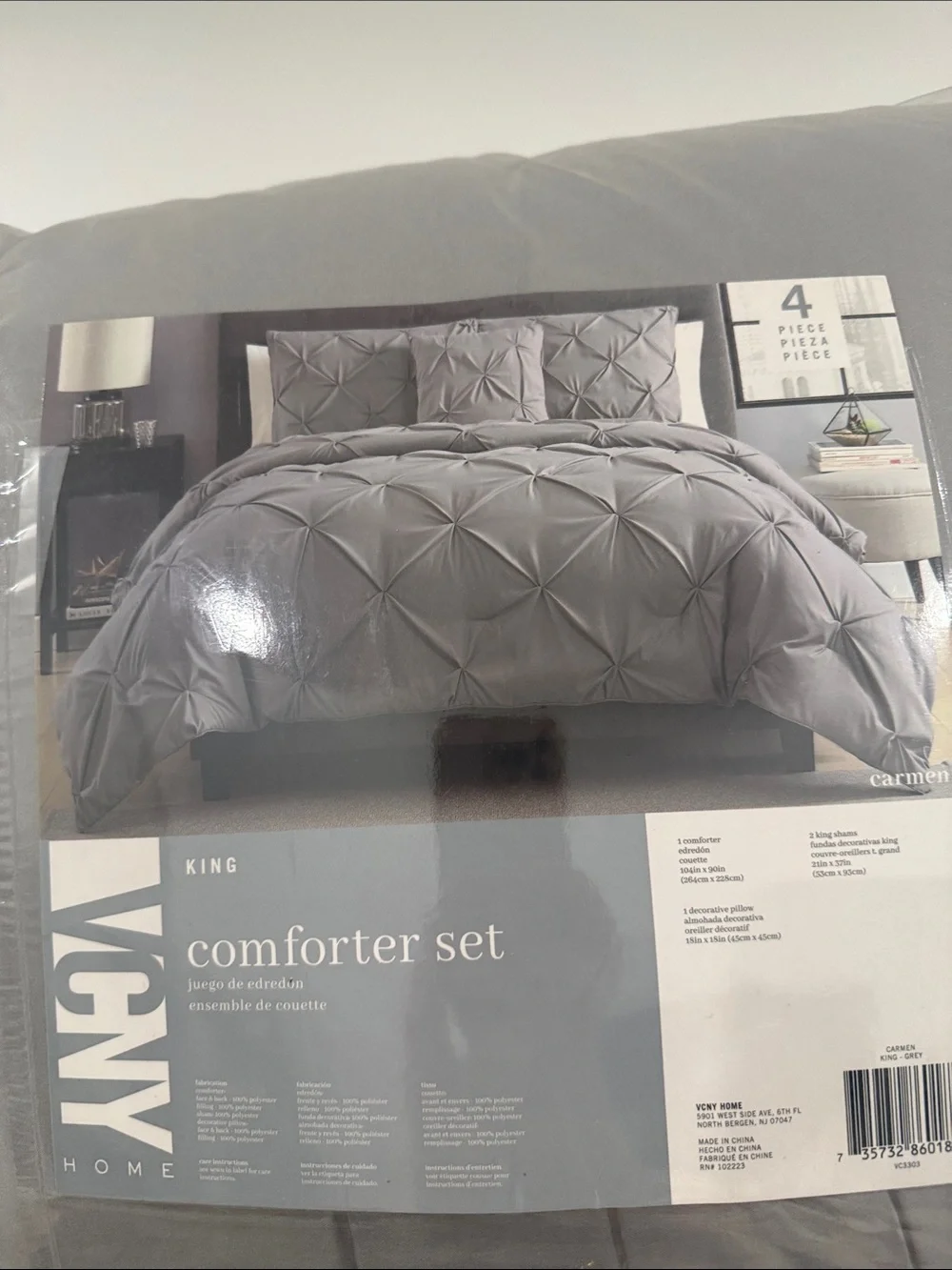 VGNY Home King Comforter Set in Gray